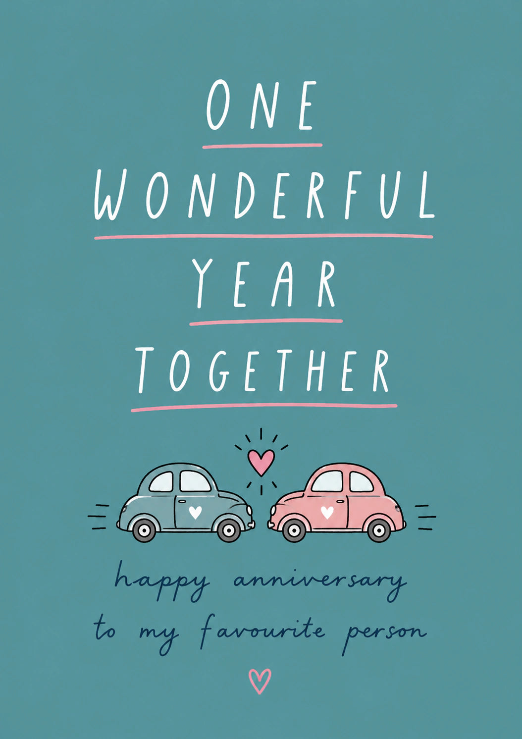 One Wonderful Year Together Cars Anniversary Card for Her