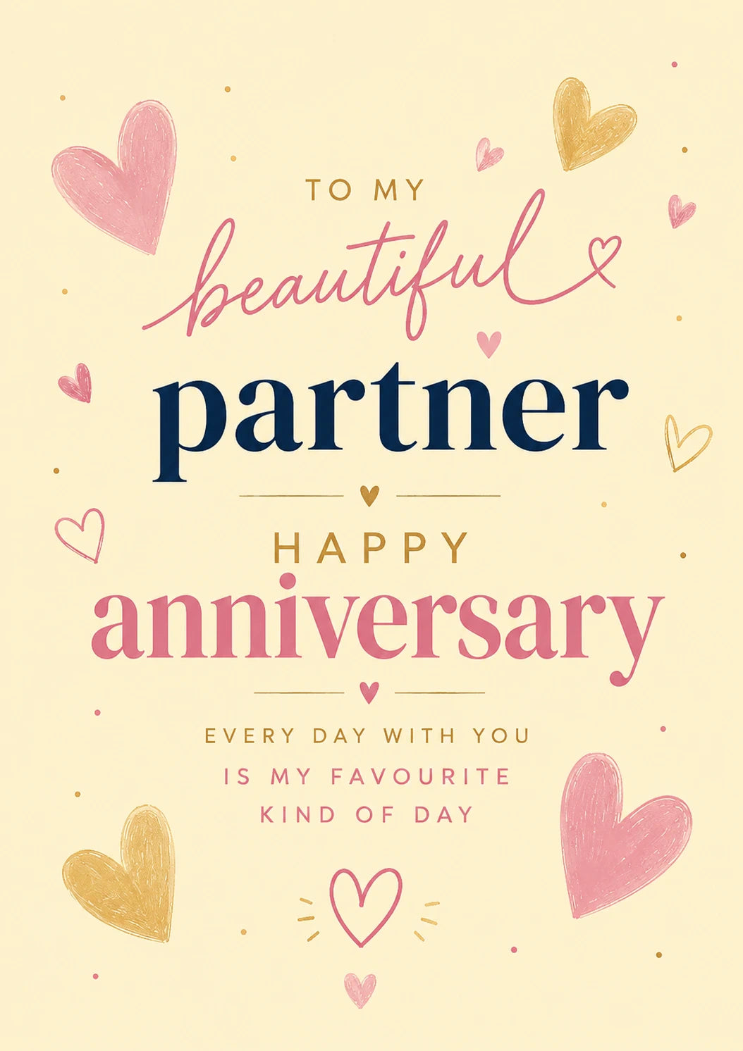 Beautiful Partner Happy Anniversary Card for Her