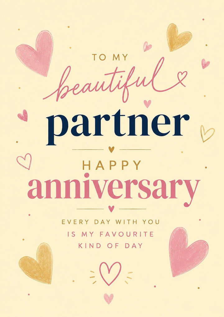 Beautiful Partner Happy Anniversary Card for Her
