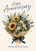 Load image into Gallery viewer, Sunflower Bouquet Favourite Human Anniversary Card for Him
