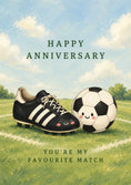 Load image into Gallery viewer, Funny Football Boot and Ball Anniversary Card for Him
