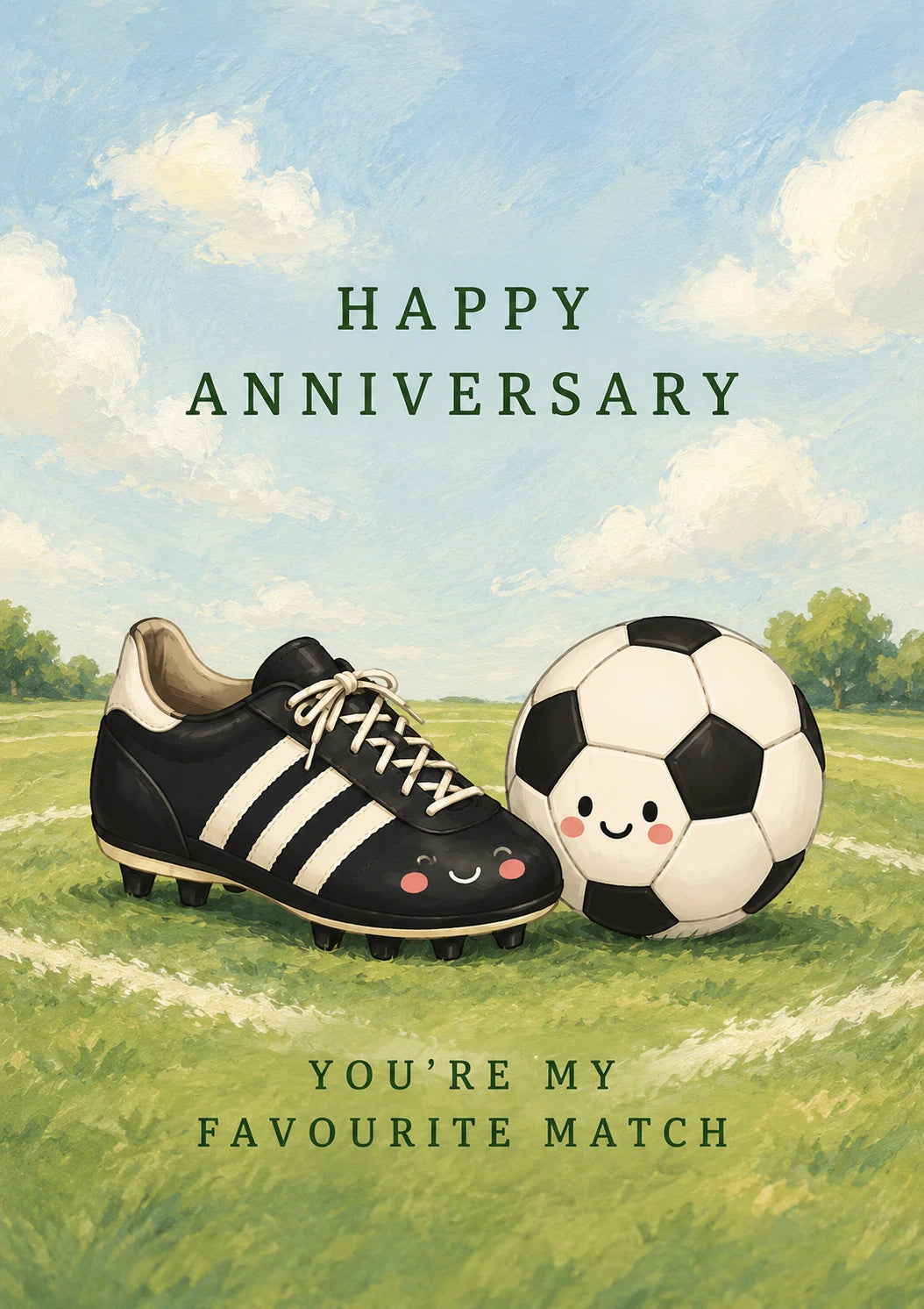 Funny Football Boot and Ball Anniversary Card for Him