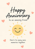 Load image into Gallery viewer, Cute Smiling Sun and Hearts Anniversary Card for Her
