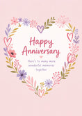 Load image into Gallery viewer, Floral Heart Wreath Happy Anniversary Card for Her
