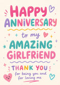 Load image into Gallery viewer, Colourful Bold Typography Happy Anniversary Card for Her
