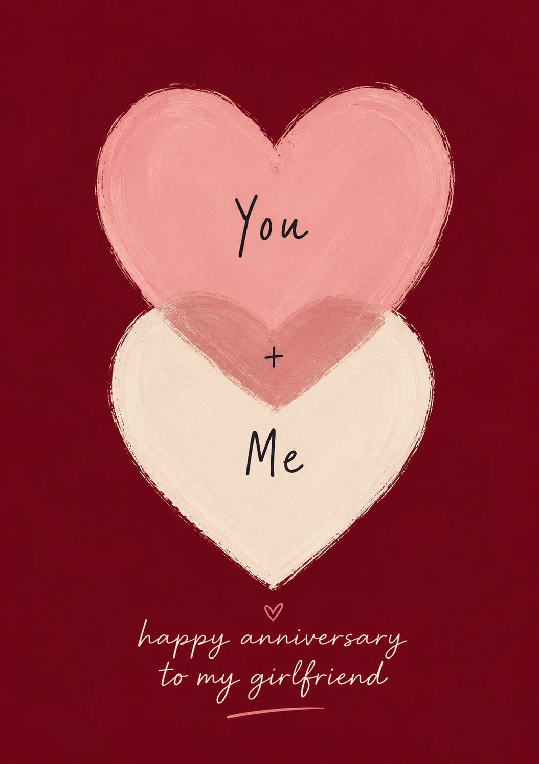 You and Me Two Hearts Anniversary Card for Her
