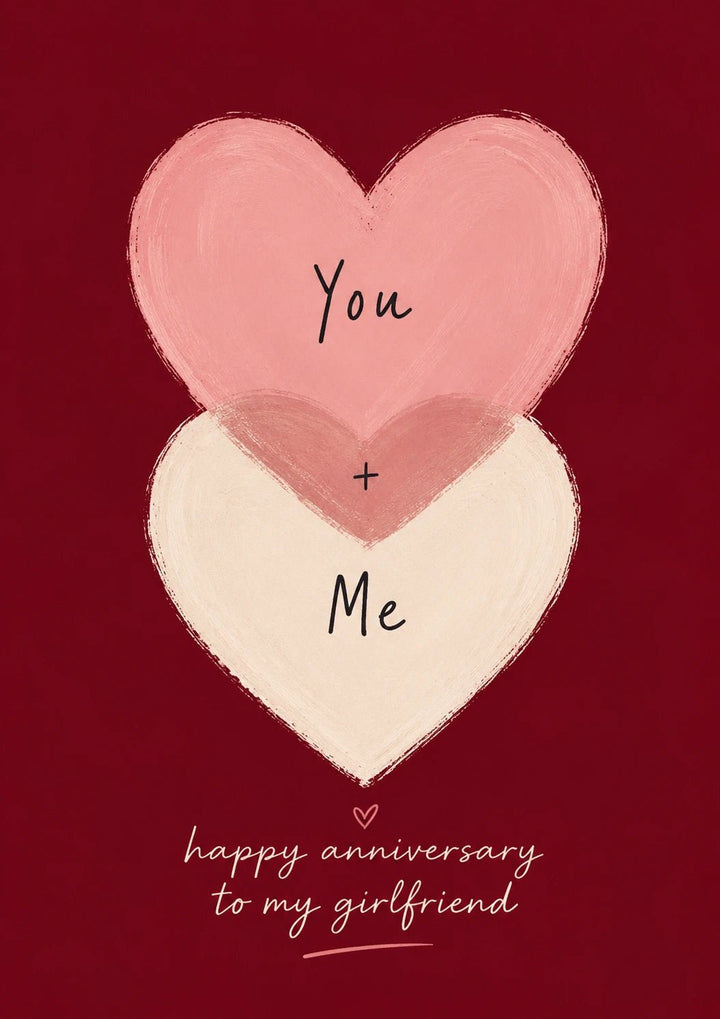 You and Me Two Hearts Anniversary Card for Her