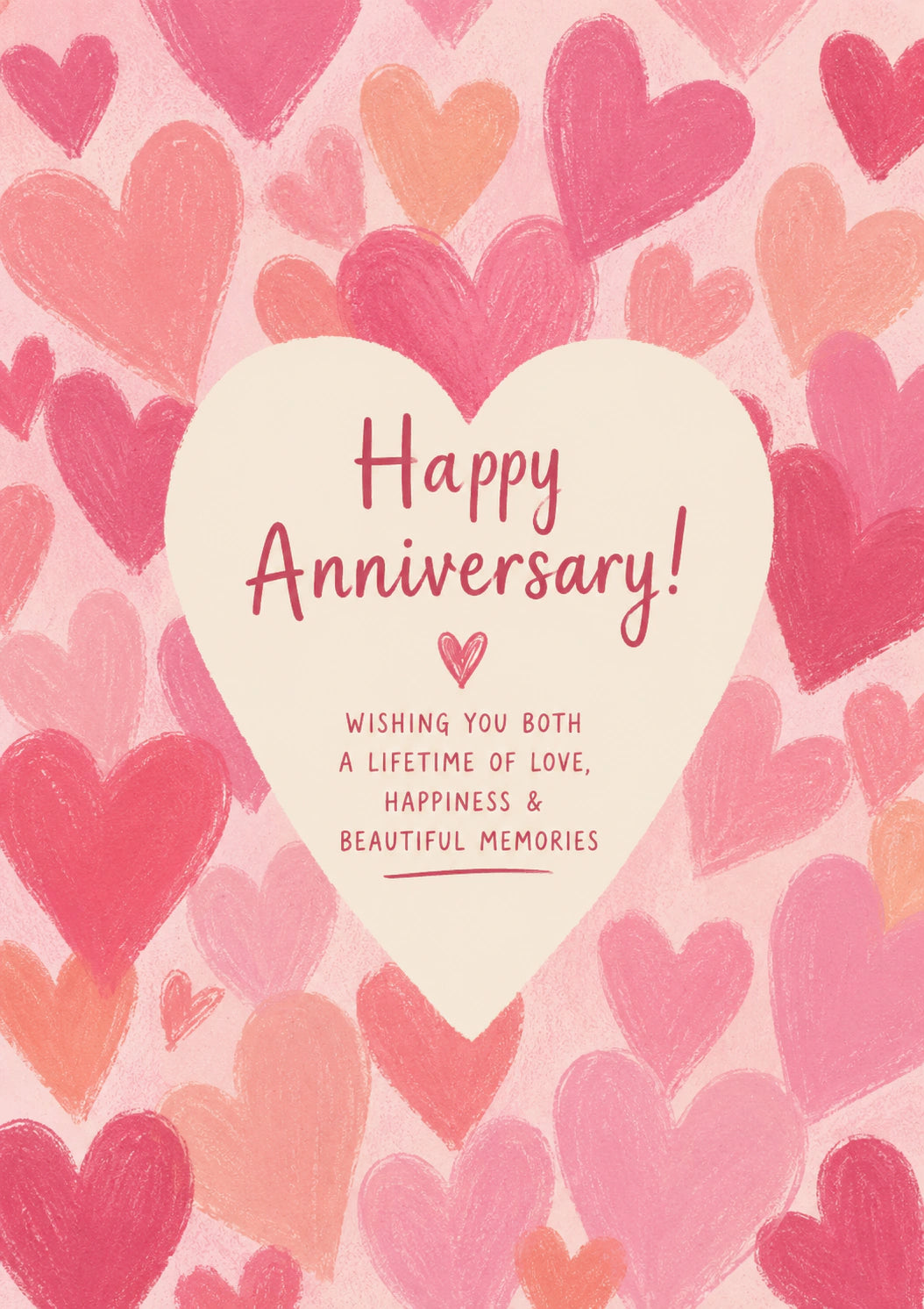 Colourful Illustrated Hearts Happy Anniversary Card