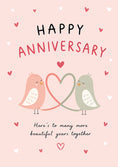 Load image into Gallery viewer, Cute Love Birds Heart Anniversary Card for Her
