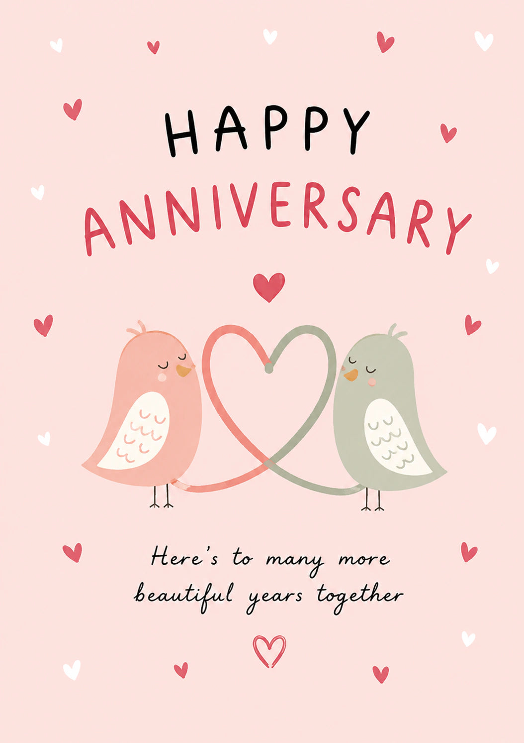 Cute Love Birds Heart Anniversary Card for Her