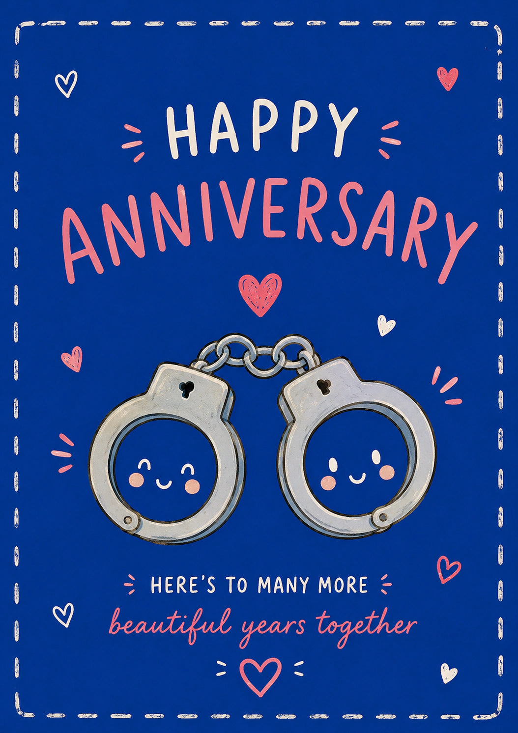Funny Cute Handcuffs Chained Together Anniversary Card