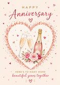 Load image into Gallery viewer, Rose Gold Champagne Toast Anniversary Card for Her
