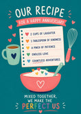 Load image into Gallery viewer, Recipe Ingredients Happy Anniversary Card
