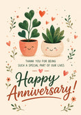 Load image into Gallery viewer, Cute Smiling Plant Pots Anniversary Card for Her
