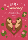 Load image into Gallery viewer, Cute Otters Holding Hands Anniversary Card for Her
