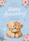 Load image into Gallery viewer, Cute Teddy Bear Couple Hug Happy Anniversary Card for Her
