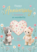 Load image into Gallery viewer, Cute Kitten Couple Floral Heart Anniversary Card for Her
