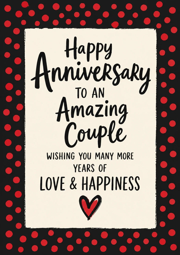 Red Polka Dot Amazing Couple Anniversary Card