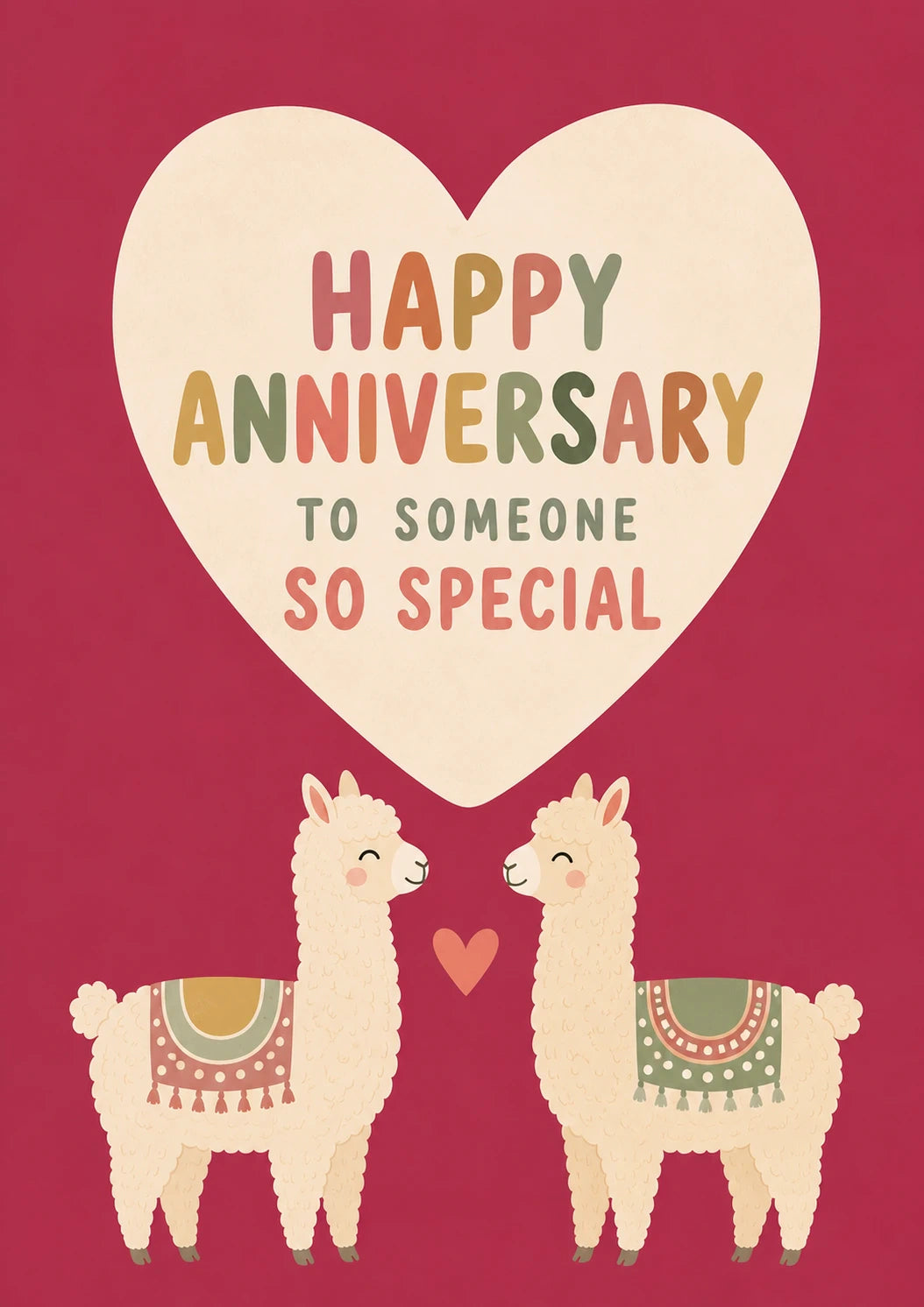 Cute Llama Couple Happy Anniversary Card for Her
