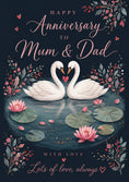 Load image into Gallery viewer, Swan Lake Floral Happy Anniversary Card for Mum & Dad
