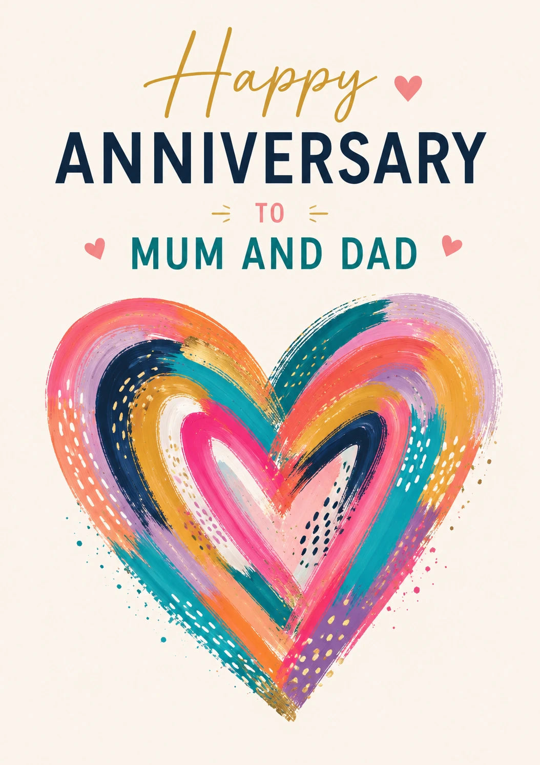 Colourful Rainbow Heart Anniversary Card for Mum and Dad