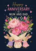 Load image into Gallery viewer, Cute Bunny Bouquet Happy Anniversary Card for Mum and Dad
