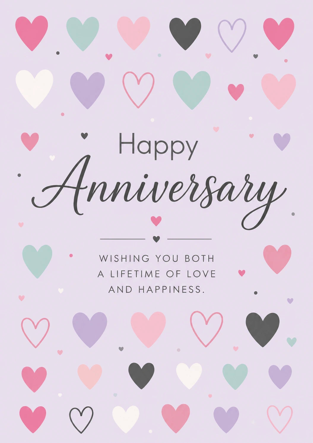 Colourful Hearts Lifetime of Love Anniversary Card for Her