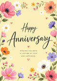 Load image into Gallery viewer, Bright Wildflower Floral Happy Anniversary Card for Her
