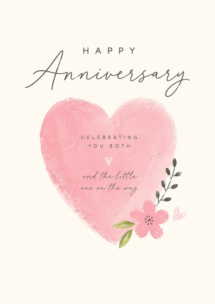 Pink Watercolour Heart Mum To Be Anniversary Card for Her