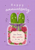 Load image into Gallery viewer, Funny Pickle Couple in a Jar Happy Anniversary Card
