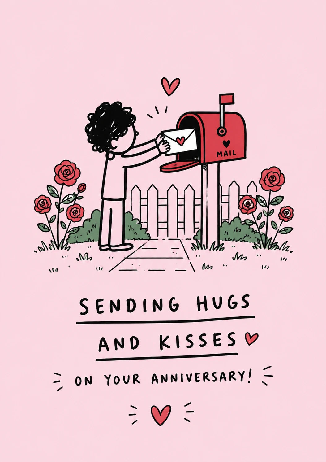 Sending Hugs and Kisses Mailbox Anniversary Card