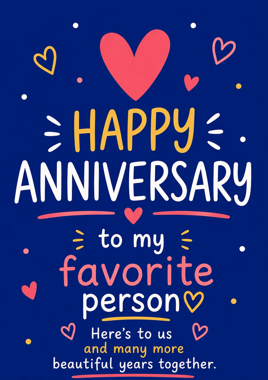 Favourite Person Heart Confetti Anniversary Card for Her