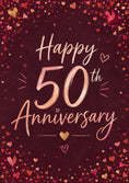 Load image into Gallery viewer, Rose Gold Hearts Confetti 50th Anniversary Card
