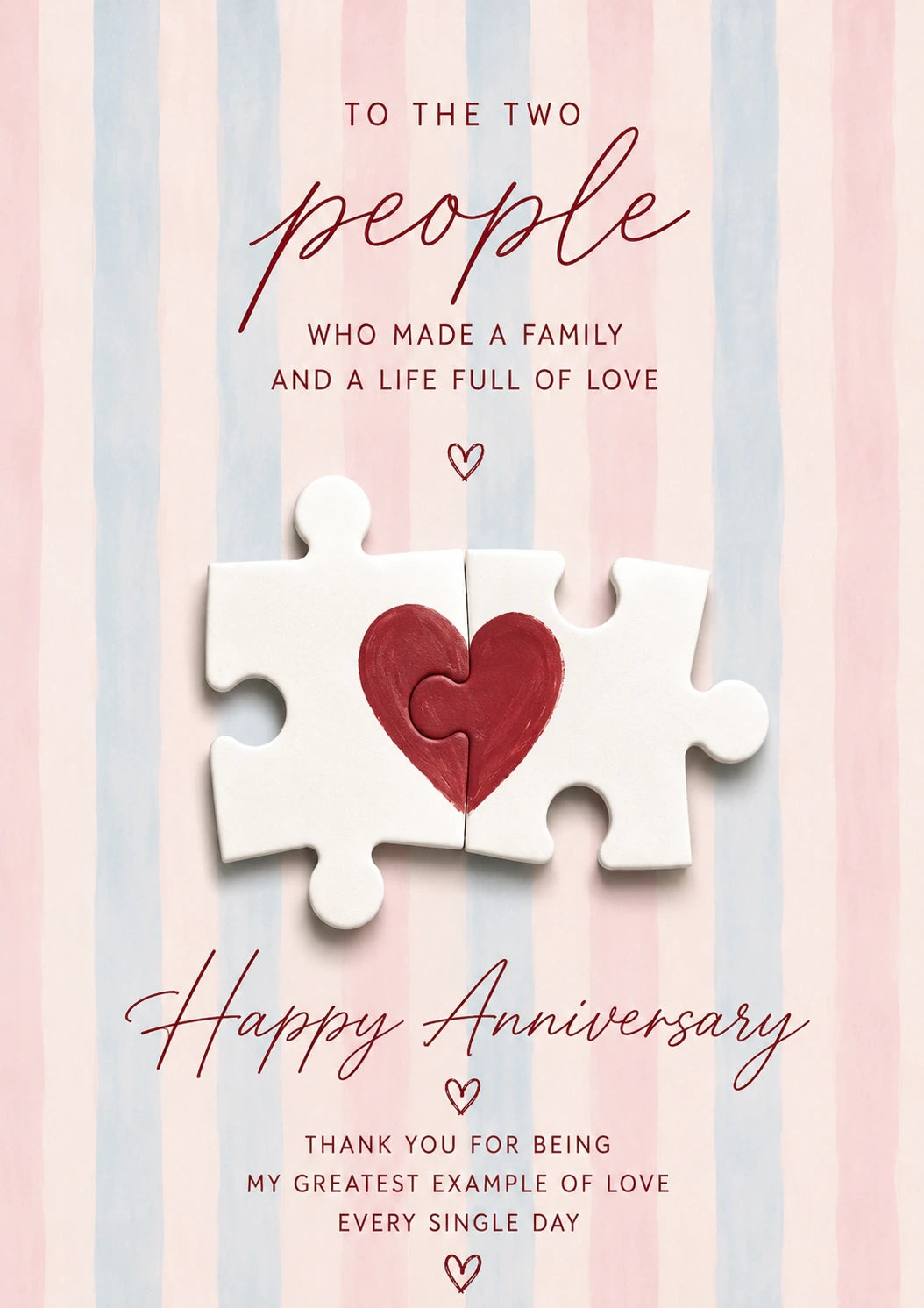 Puzzle Piece Heart Parents Anniversary Card
