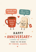 Load image into Gallery viewer, Funny Coffee Cup and Tea Bag Anniversary Card for Him
