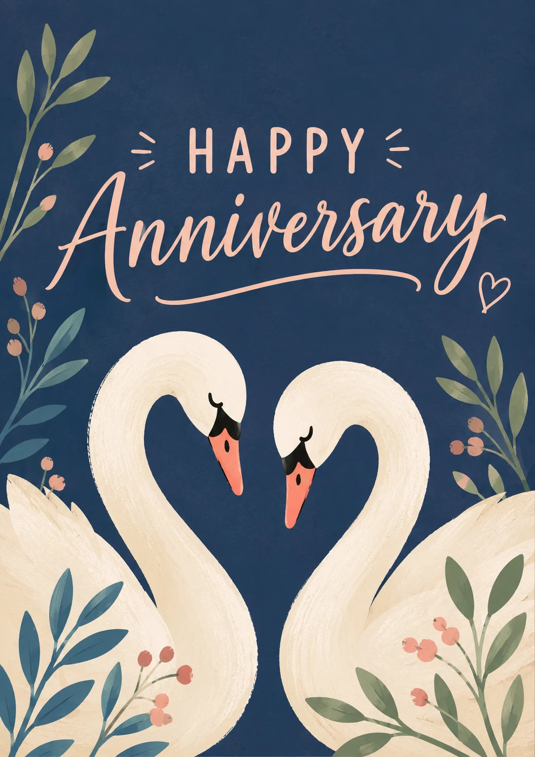 Swan Couple Heart Anniversary Card for Her