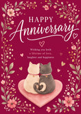 Load image into Gallery viewer, Cute Cats Tails Heart Floral Anniversary Card for Her
