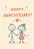 Load image into Gallery viewer, Cute Stick Figure Couple Happy Anniversary Card for Her
