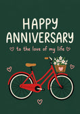 Load image into Gallery viewer, Red Bicycle with Flowers Anniversary Card for Her
