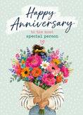 Load image into Gallery viewer, Floral Bouquet Woman Happy Anniversary Card for Her

