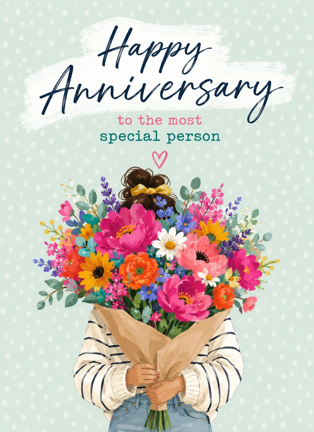 Floral Bouquet Woman Happy Anniversary Card for Her