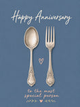 Load image into Gallery viewer, Silver Cutlery Spoon and Fork Anniversary Card
