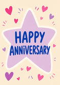 Load image into Gallery viewer, Purple Star and Hearts Anniversary Card
