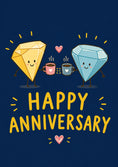 Load image into Gallery viewer, Cute Diamond Gem Characters Coffee Toast Anniversary Card
