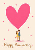 Load image into Gallery viewer, Cute Couple Heart Balloon Happy Anniversary Card
