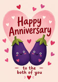 Load image into Gallery viewer, Funny Cute Aubergine Couple Happy Anniversary Card
