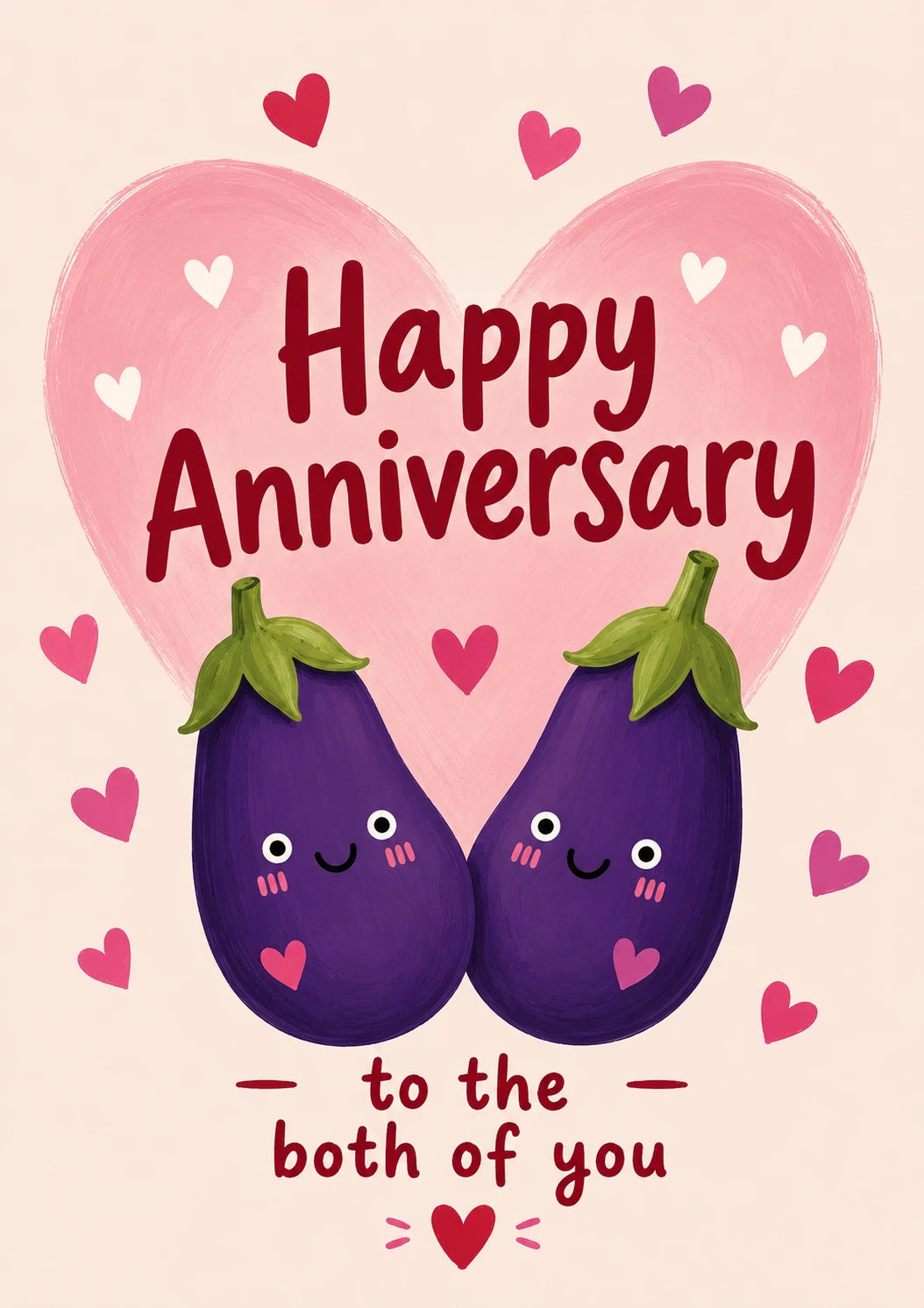 Funny Cute Aubergine Couple Happy Anniversary Card