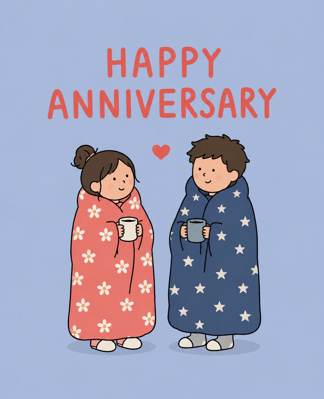 Cosy Blanket Couple Happy Anniversary Card