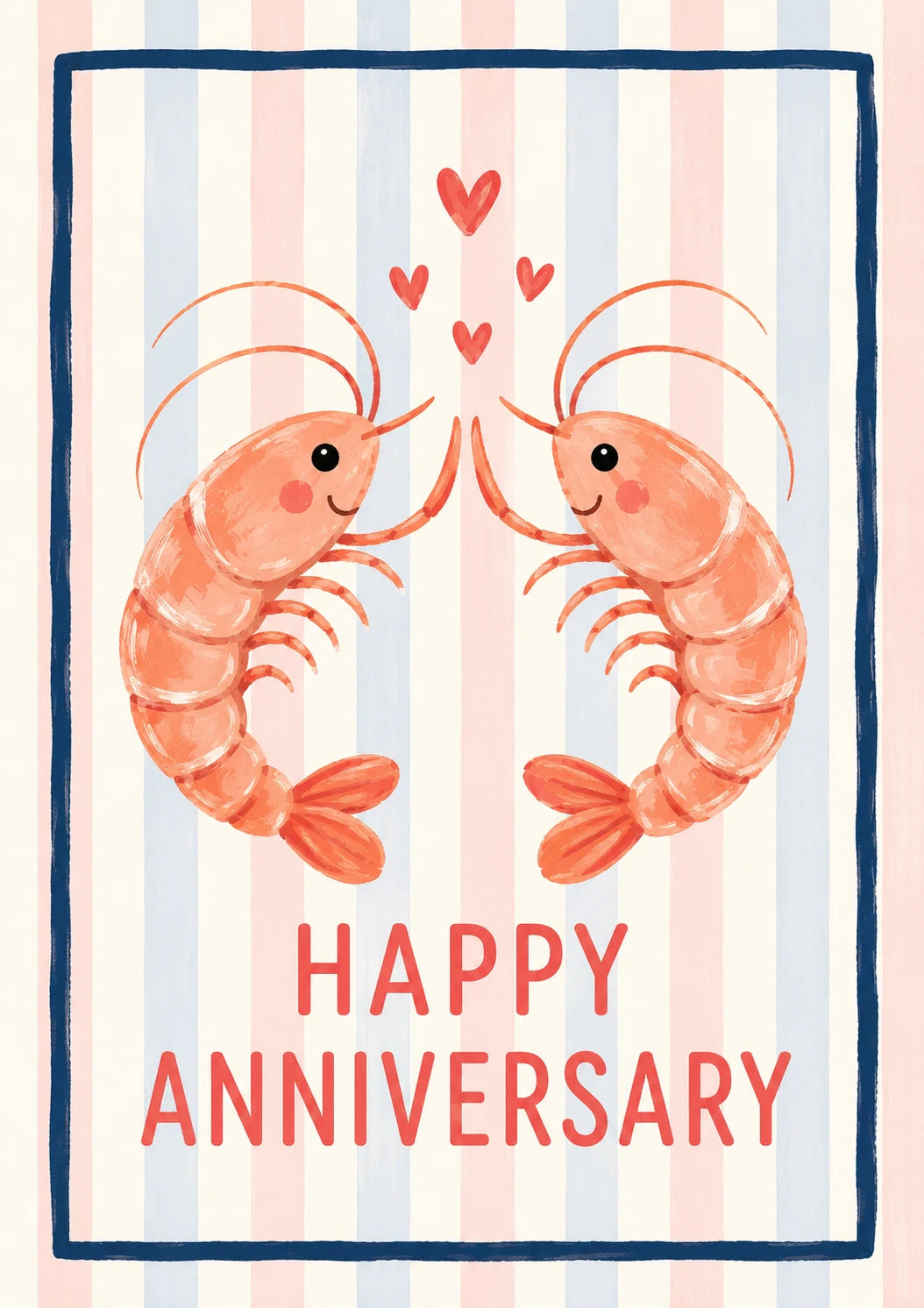 Cute Shrimp Couple in Love Anniversary Card