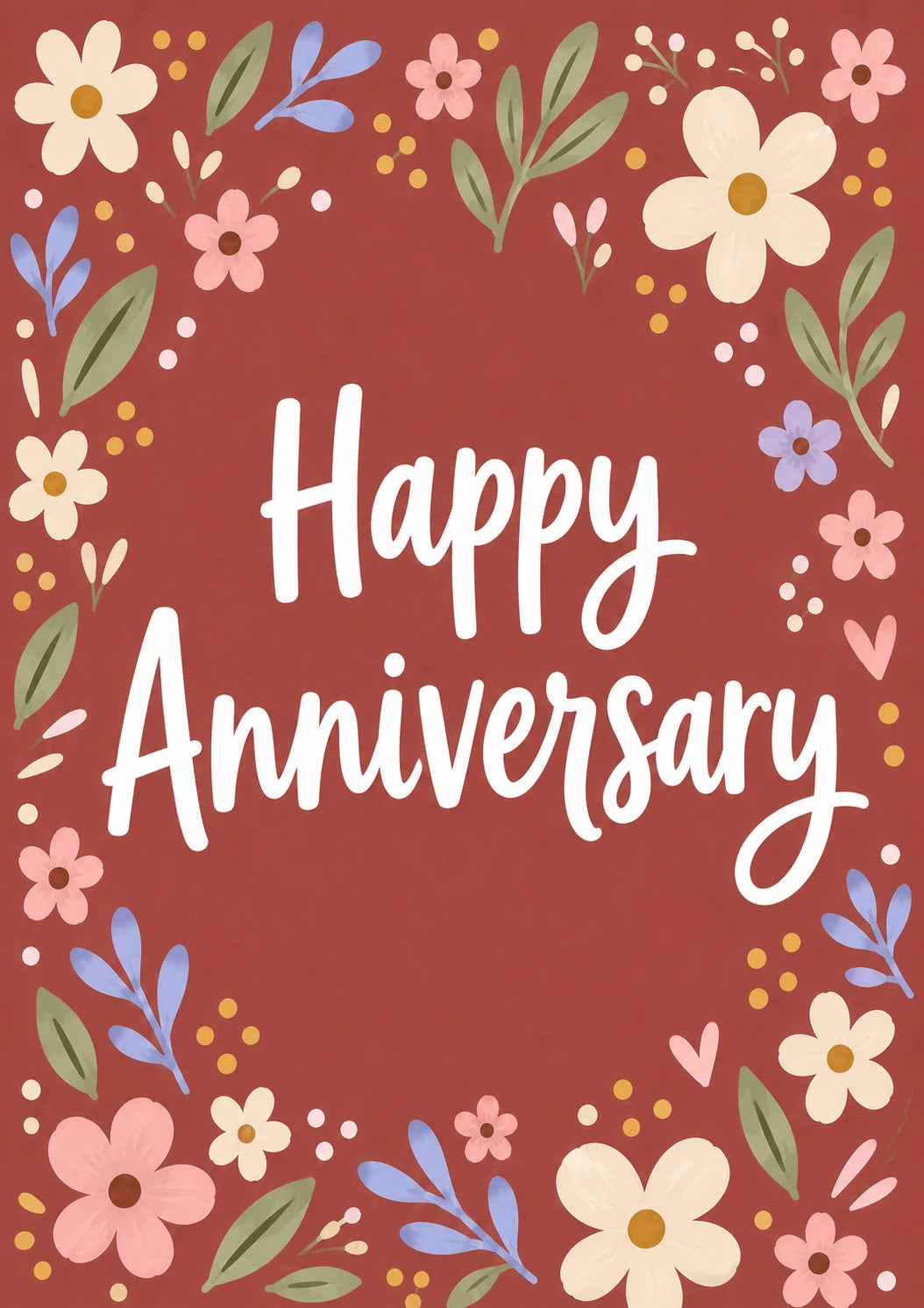 Vintage Floral Botanical Anniversary Card for Her